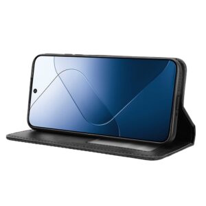Xiaomi 14 Θήκη Βιβλίο Μαύρο Magnetic Buckle Retro Texture Phone Case Black