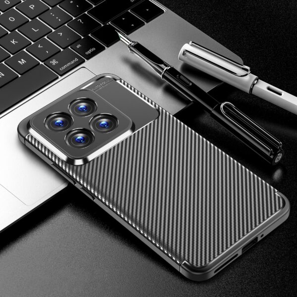 Xiaomi 14 Pro Θήκη Σιλικόνης Μα΄ύρη Brushed Texture Carbon Fiber TPU Phone Case Black