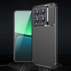 Xiaomi 14 Pro Θήκη Σιλικόνης Μα΄ύρη Brushed Texture Carbon Fiber TPU Phone Case Black