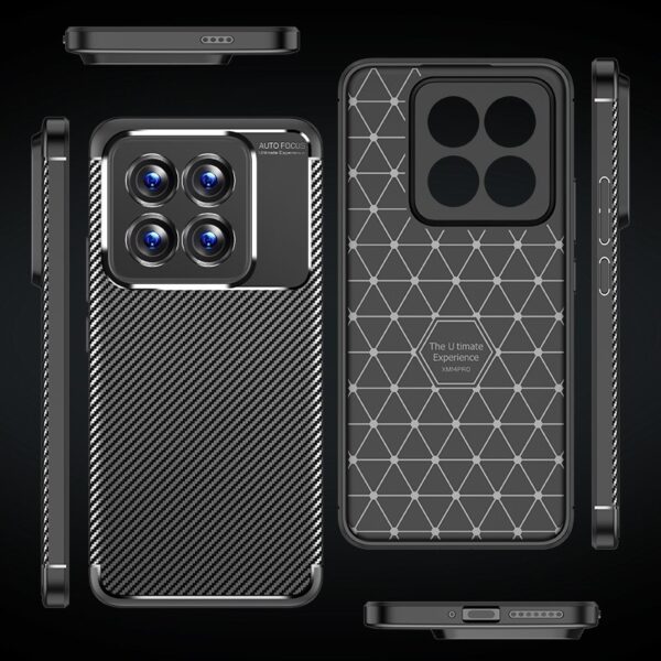 Xiaomi 14 Pro Θήκη Σιλικόνης Μα΄ύρη Brushed Texture Carbon Fiber TPU Phone Case Black