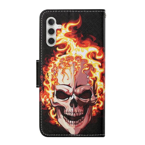 Samsung Galaxy A55 5G Θήκη Βιβλίο Colored Drawing Pattern Phone Case Flame Skull