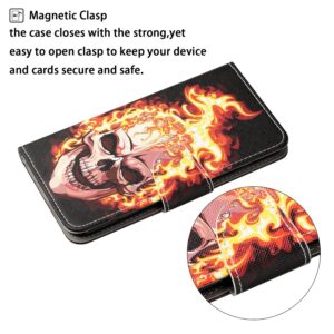 Samsung Galaxy A55 5G Θήκη Βιβλίο Colored Drawing Pattern Phone Case Flame Skull