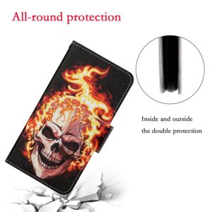 Samsung Galaxy A55 5G Θήκη Βιβλίο Colored Drawing Pattern Phone Case Flame Skull