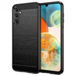 Samsung Galaxy A55 5G Θήκη Σιλικόνης Μα΄ύρη Brushed Texture Carbon Fiber TPU Phone Case Black