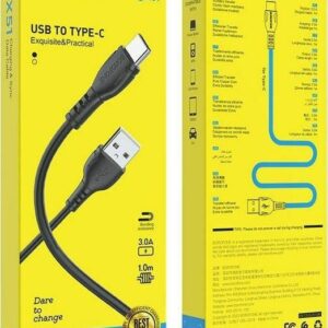 Borofone BX51 Triumph USB 2.0 Cable USB-C male - USB-A male Μαύρο 1m (43930)