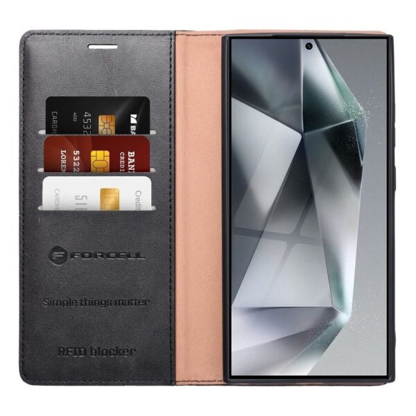 Samsung Galaxy S24 Ultra 5G Θήκη Βιβλίο Μαύρο Forcell F-Protect PU Leather RFID Wallet Case Black