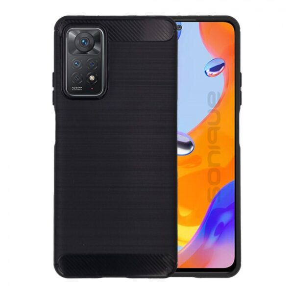 Xiaomi Redmi Note 12 Pro 4G Θήκη Σιλικόνης Μα΄ύρη Brushed Texture Carbon Fiber TPU Phone Case Black