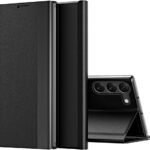 Samsung Galaxy S24 5G Θήκη Βιβλίο Μαύρο Side Display Magnetic Horizontal Flip Plain Texture Cloth + PC