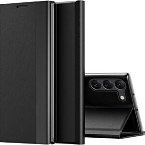 Samsung Galaxy S24 5G Θήκη Βιβλίο Μαύρο Side Display Magnetic Horizontal Flip Plain Texture Cloth + PC