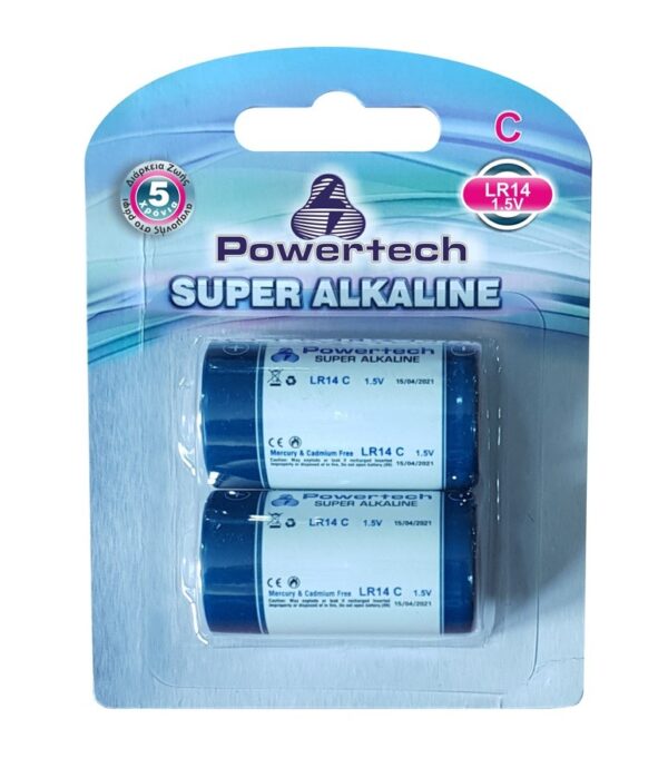 Powertech Super Αλκαλική Μπαταρία C 1.5V LR14 2 τμχ