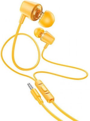 Hoco M107 Earbuds Handsfree με Βύσμα 3.5mm Κίτρινο