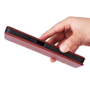 Tel1 Xiaomi Redmi 14C 4G/ Poco C75 Carbon Fiber Texture Magnetic Θήκη Βιβλίο - Brown