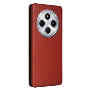 Tel1 Xiaomi Redmi 14C 4G/ Poco C75 Carbon Fiber Texture Magnetic Θήκη Βιβλίο - Brown