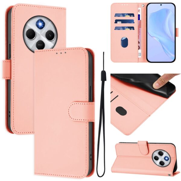 Tel1 Xiaomi Redmi 14C 4G Skin Feel Solid Color Θήκη Βιβλίο - Pink