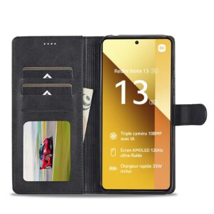 LC.IMEEKE Xiaomi Redmi Note 13 Pro 5G Calf Texture Leather Θήκη Βιβλίο - Black