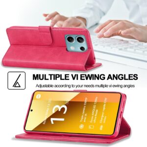 LC.IMEEKE Xiaomi Redmi Note 13 Pro 5G Calf Texture Leather Θήκη Βιβλίο - Red