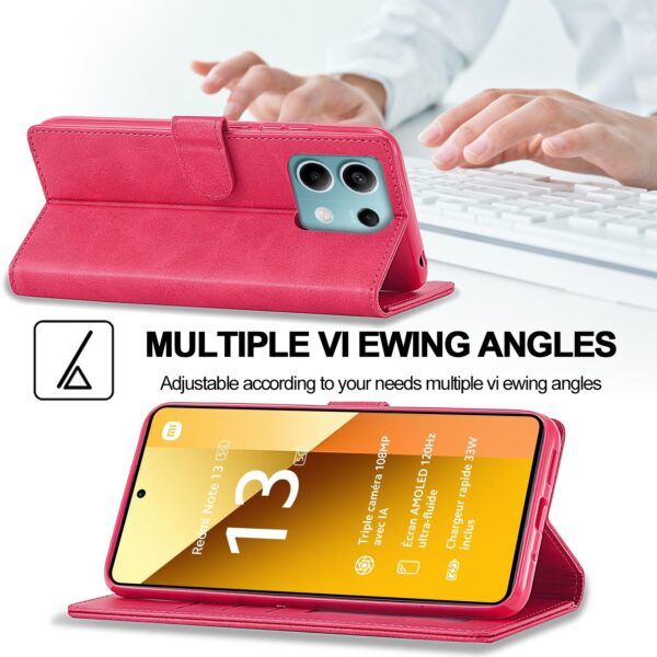 LC.IMEEKE Xiaomi Redmi Note 13 Pro 5G Calf Texture Leather Θήκη Βιβλίο - Red