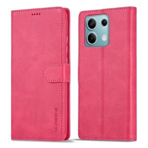 LC.IMEEKE Xiaomi Redmi Note 13 Pro 5G Calf Texture Leather Θήκη Βιβλίο - Red