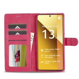 LC.IMEEKE Xiaomi Redmi Note 13 Pro 5G Calf Texture Leather Θήκη Βιβλίο - Red