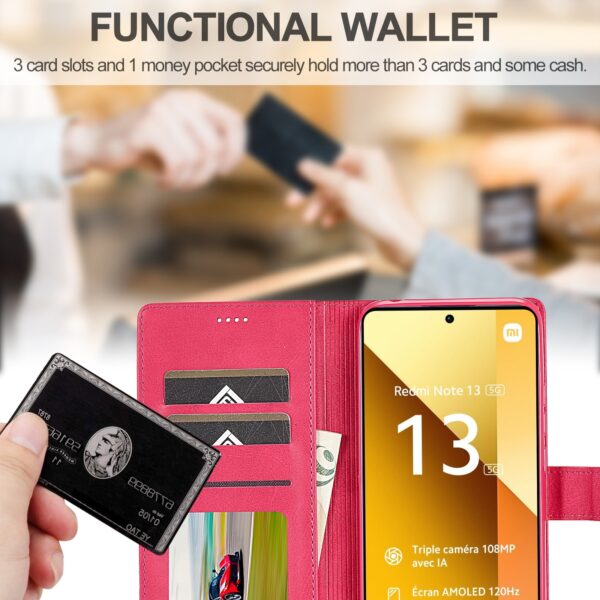 LC.IMEEKE Xiaomi Redmi Note 13 Pro 5G Calf Texture Leather Θήκη Βιβλίο - Red