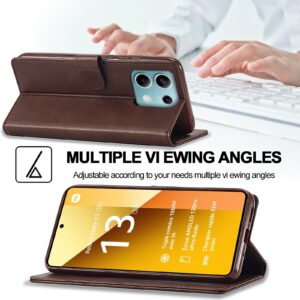 LC.IMEEKE Xiaomi Redmi Note 13 Pro 5G Calf Texture Leather Θήκη Βιβλίο - Brown