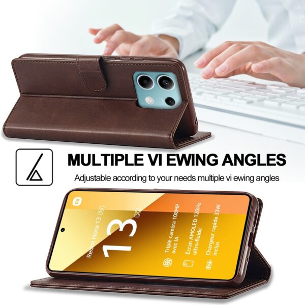 LC.IMEEKE Xiaomi Redmi Note 13 Pro 5G Calf Texture Leather Θήκη Βιβλίο - Brown
