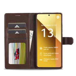 LC.IMEEKE Xiaomi Redmi Note 13 Pro 5G Calf Texture Leather Θήκη Βιβλίο - Brown