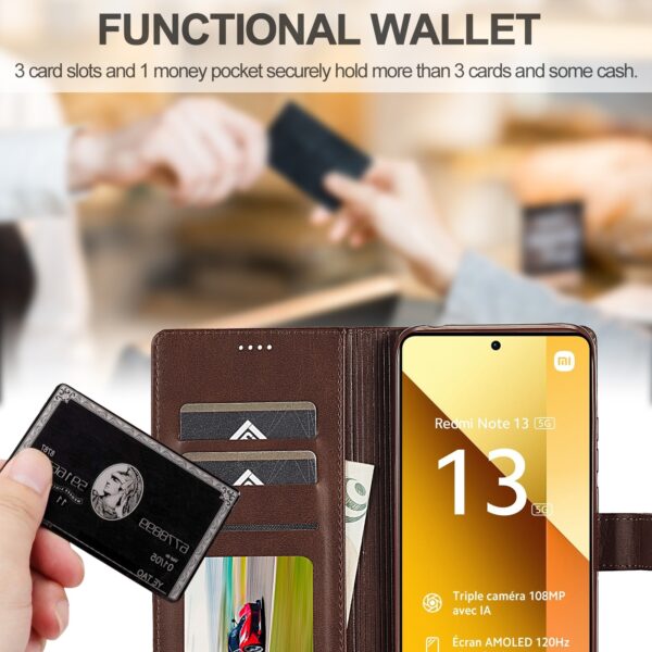 LC.IMEEKE Xiaomi Redmi Note 13 Pro 5G Calf Texture Leather Θήκη Βιβλίο - Brown