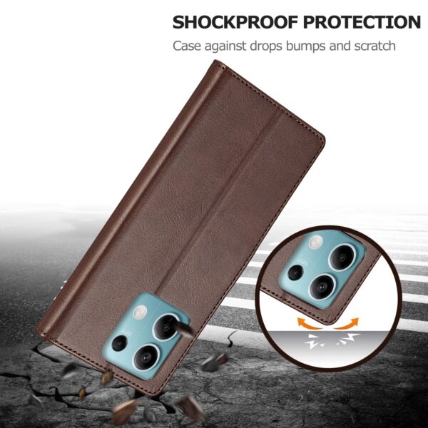 LC.IMEEKE Xiaomi Redmi Note 13 Pro 5G Calf Texture Leather Θήκη Βιβλίο - Brown