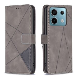 Tel1 Xiaomi Redmi Note 13 Pro 5G Magnetic Buckle Rhombus Θήκη Βιβλίο - Grey