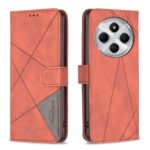 Tel1 Xiaomi Redmi 14C 4G Magnetic Buckle Rhombus Θήκη Βιβλίο - Brown