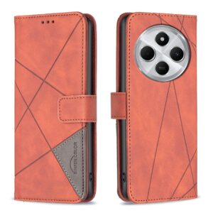 Tel1 Xiaomi Redmi 14C 4G Magnetic Buckle Rhombus Θήκη Βιβλίο - Brown