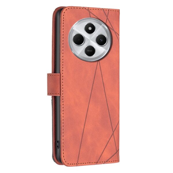 Tel1 Xiaomi Redmi 14C 4G Magnetic Buckle Rhombus Θήκη Βιβλίο - Brown