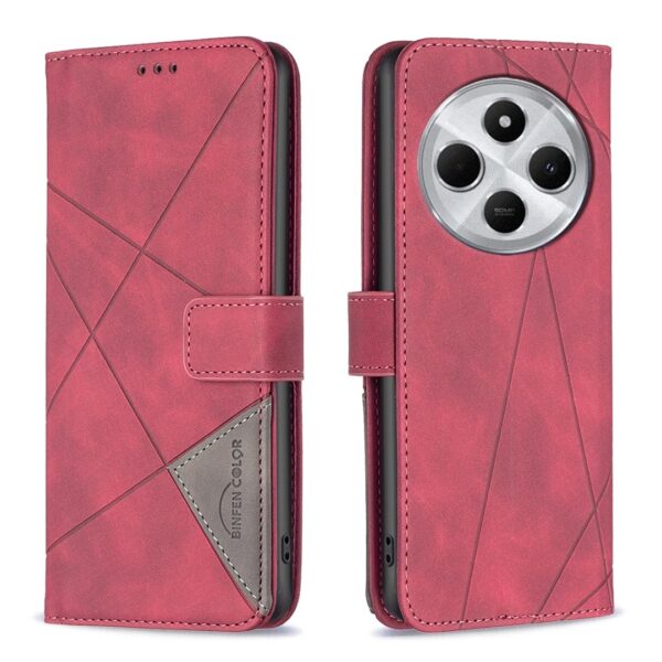 Tel1 Xiaomi Redmi 14C 4G Magnetic Buckle Rhombus Θήκη Βιβλίο - Red Tel1 Xiaomi Redmi 14C 4G Magnetic Buckle Rhombus Θήκη Βιβλίο - Red