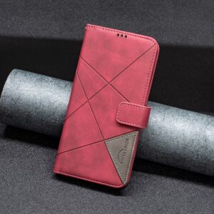 Tel1 Xiaomi Redmi 14C 4G Magnetic Buckle Rhombus Θήκη Βιβλίο - Red