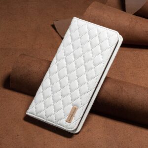 Tel1 Xiaomi Redmi Note 13 Pro 5G / Poco X6 5G Premium Diamond Lattice Magnetic Flip Θήκη Βιβλίο - White