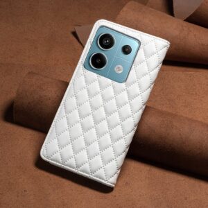 Tel1 Xiaomi Redmi Note 13 Pro 5G / Poco X6 5G Premium Diamond Lattice Magnetic Flip Θήκη Βιβλίο - White