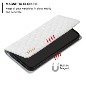 Tel1 Xiaomi Redmi Note 13 Pro 5G / Poco X6 5G Premium Diamond Lattice Magnetic Flip Θήκη Βιβλίο - White