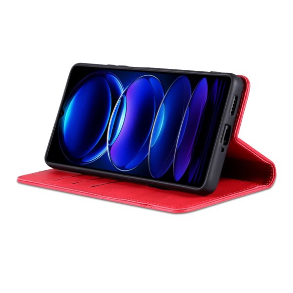 AZNS Xiaomi Redmi 14C 4G Calf Texture Flip Θήκη Βιβλίο - Red