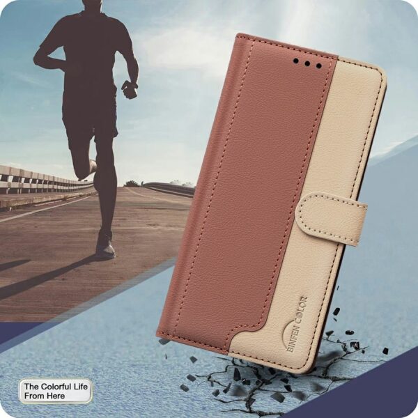 Tel1 Xiaomi Redmi 14C 4G Color Matching RFID Anti-theft Θήκη Βιβλίο - Brown