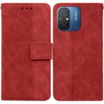 Tel1 Xiaomi Redmi 12C Geometric Embossed Θήκη Βιβλίο - Red