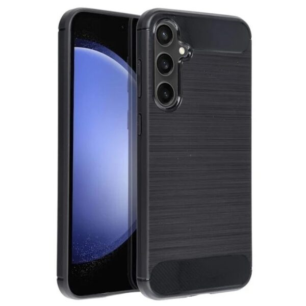 Forcell Samsung Galaxy S23 FE Brushed Carbon Fiber Θήκη Σιλικόνης - Black