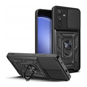 Forcell Samsung Galaxy S24 Plus 5G Ring Armour with Lens Protector Θήκη Σκληρή - Black