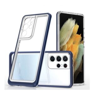 Forcell Samsung Galaxy S23 Ultra 5G 3 in1 Cover with Frame Θήκη με Πλαίσιο Σιλικόνης Διάφανη - Blue