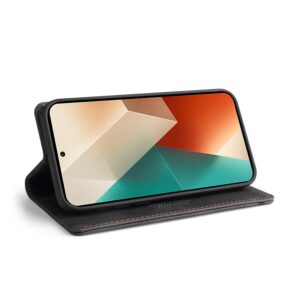 Tel1 Xiaomi Redmi Note 13 5G Skin Feel Anti-theft Brush Horizontal Θήκη βιβλίο - Black
