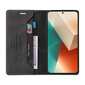 Tel1 Xiaomi Redmi Note 13 5G Skin Feel Anti-theft Brush Horizontal Θήκη βιβλίο - Black