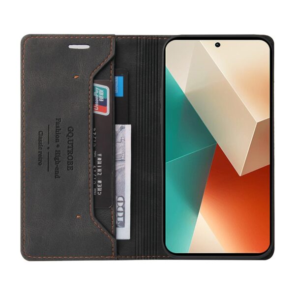 Tel1 Xiaomi Redmi Note 13 5G Skin Feel Anti-theft Brush Horizontal Θήκη βιβλίο - Black