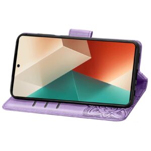 Tel1 Xiaomi Redmi Note 13 5G Butterfly Flower Embossed Θήκη Βιβλίο - Light Purple