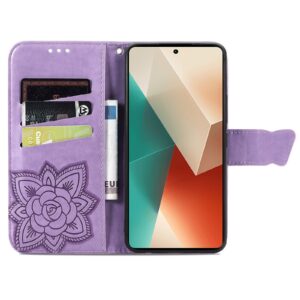 Tel1 Xiaomi Redmi Note 13 5G Butterfly Flower Embossed Θήκη Βιβλίο - Light Purple