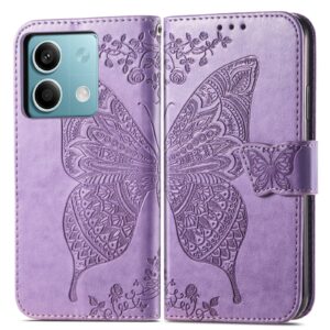 Tel1 Xiaomi Redmi Note 13 5G Butterfly Flower Embossed Θήκη Βιβλίο - Light Purple
